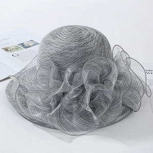 Organza päikesekübarad naiste lilledega suvised pulmamütsid Naiste elegantsed lillelised UV kirikumütsid 2019. aasta uus mood