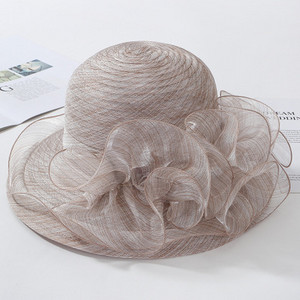 Organza päikesekübarad naiste lilledega suvised pulmamütsid Naiste elegantsed lillelised UV kirikumütsid 2019. aasta uus mood