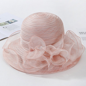 Organza päikesekübarad naiste lilledega suvised pulmamütsid Naiste elegantsed lillelised UV kirikumütsid 2019. aasta uus mood