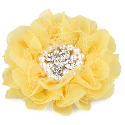 4 DB 9 cm-es sifon csipkevirág gyöngy strasszokkal Központ hajkiegészítőkhöz Rozetta kopott szövet virág kapocs nélkül