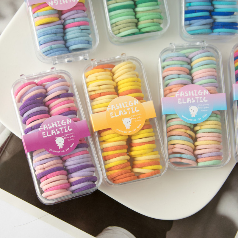 Krabička pre bábätká, cukríkovo farebné, roztomilé vlasové pásky pre deti, krásne gumičky do vlasov, nebolí ich gumička do vlasov, doplnky