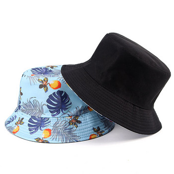 Unisex Panama Bob Chapeau Bucket Καπέλο Γυναικείο καπέλο διπλής όψης Harajuku Καλοκαίρι 2023 Fisherman Καπέλα με floral print Hip hop Fishing Sun Cap