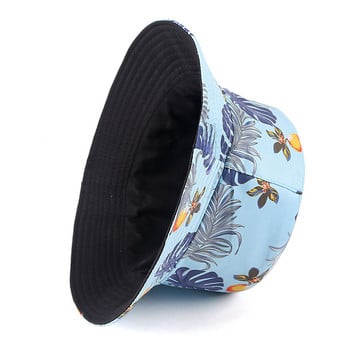 Unisex Panama Bob Chapeau Bucket Καπέλο Γυναικείο καπέλο διπλής όψης Harajuku Καλοκαίρι 2023 Fisherman Καπέλα με floral print Hip hop Fishing Sun Cap