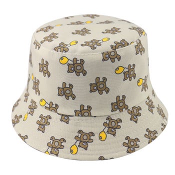 FOXMOTHER New Men Reversible Cartoon Bear Print Bucket Καπέλα Γυναικεία Καπέλα Ψαράς Καπέλα Καλοκαίρι