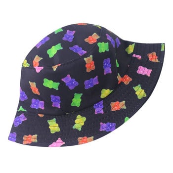 FOXMOTHER New Men Reversible Cartoon Bear Print Bucket Καπέλα Γυναικεία Καπέλα Ψαράς Καπέλα Καλοκαίρι