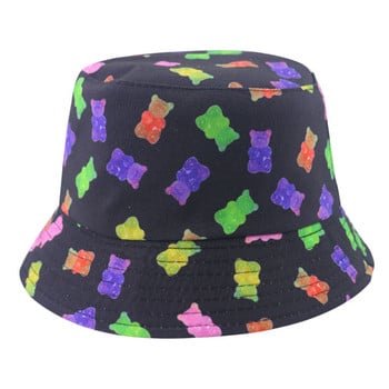 FOXMOTHER New Men Reversible Cartoon Bear Print Bucket Καπέλα Γυναικεία Καπέλα Ψαράς Καπέλα Καλοκαίρι