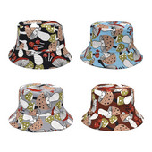 Ljetni dvostruki šešir s printom gljiva, muški, ribarski šešir na otvorenom, ulični bob, ženski panama šešir s dvije strane