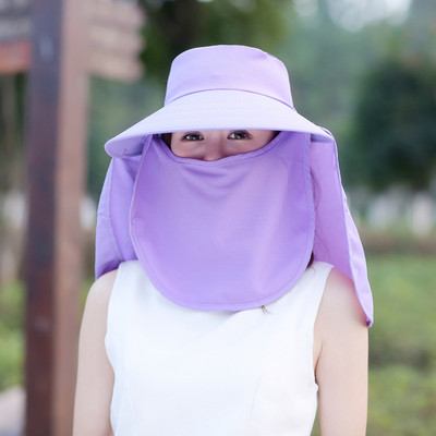 Pălărie de soare cu boruri late pentru femei, călătorii în aer liber, plajă, la modă, culoare pură, gât, acoperire completă, respirabil, drumeții, pescuit, șapci de protecție UV