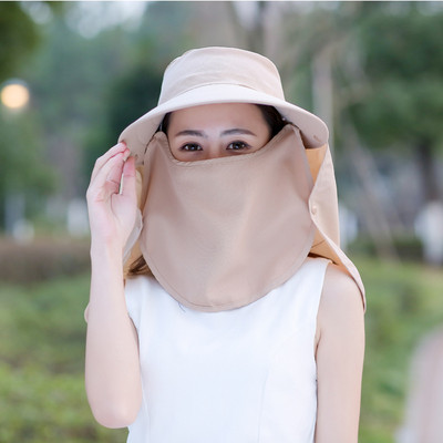 Pălărie de soare cu boruri late pentru femei, călătorii în aer liber, plajă, la modă, culoare pură, gât, acoperire completă, respirabil, drumeții, pescuit, șapci de protecție UV