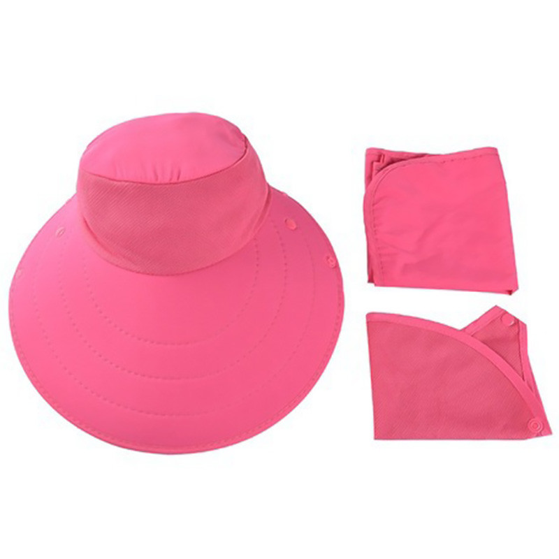 Pălărie de soare cu boruri late pentru femei, călătorii în aer liber, plajă, la modă, culoare pură, gât, acoperire completă, respirabil, drumeții, pescuit, șapci de protecție UV