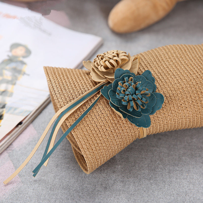 Ljeto 2019. Novi jednobojni slamnati šeširi za žene Cvjetni dodaci Ženske ljetne kape za sunčanje na plaži Šešir u panamskom stilu