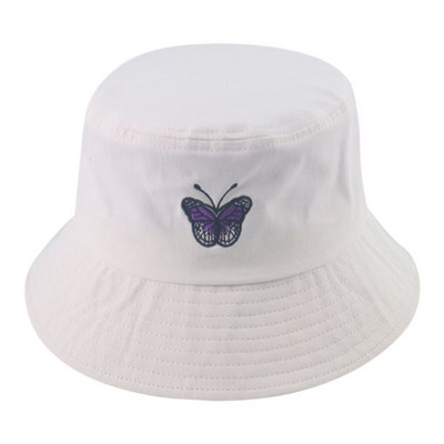 Korejske žene Muškarci Ljetni šešir s vezom leptira Kratki obodi za zaštitu od sunca Harajuku Hip Hop Panama Fisherman Kapa