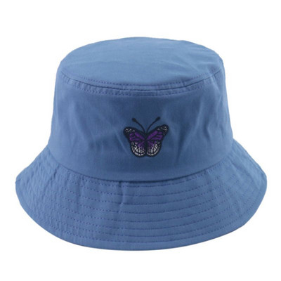 Korejske žene Muškarci Ljetni šešir s vezom leptira Kratki obodi za zaštitu od sunca Harajuku Hip Hop Panama Fisherman Kapa