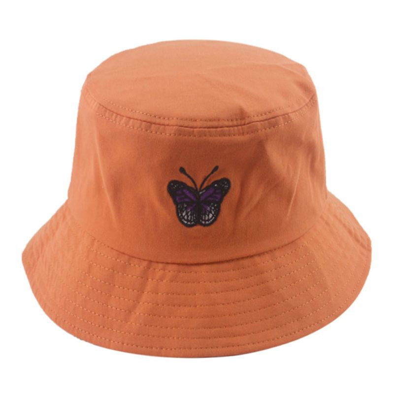 Korejske žene Muškarci Ljetni šešir s vezom leptira Kratki obodi za zaštitu od sunca Harajuku Hip Hop Panama Fisherman Kapa