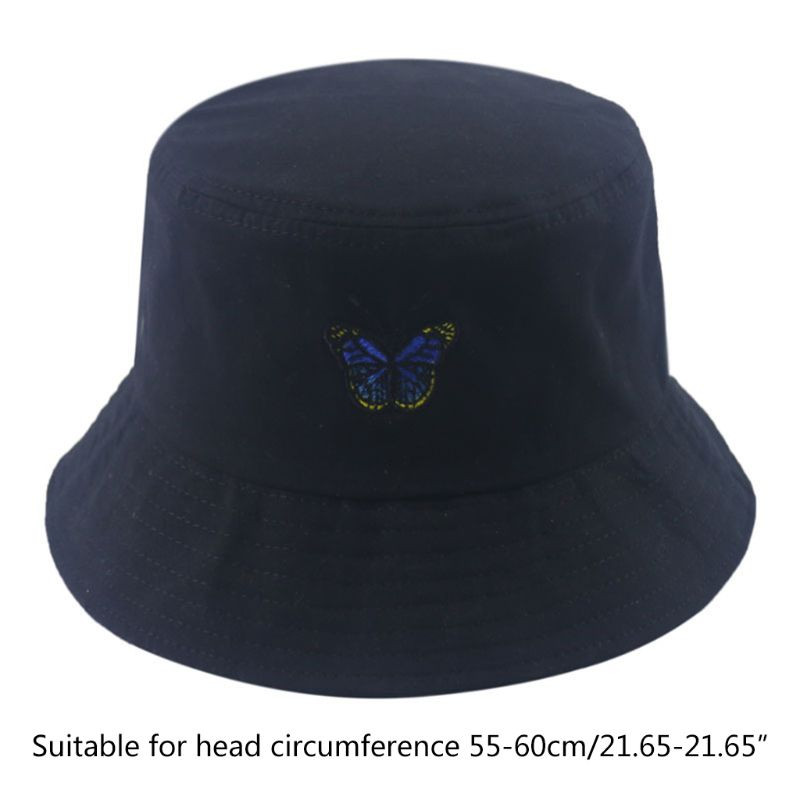 Korejske žene Muškarci Ljetni šešir s vezom leptira Kratki obodi za zaštitu od sunca Harajuku Hip Hop Panama Fisherman Kapa