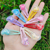 10 buc/lot Agrafe pentru fete de dimensiuni mici Cadou de aniversare inimă cu sclipici Accesorii de păr pentru fete Agrafe de păr pentru copii