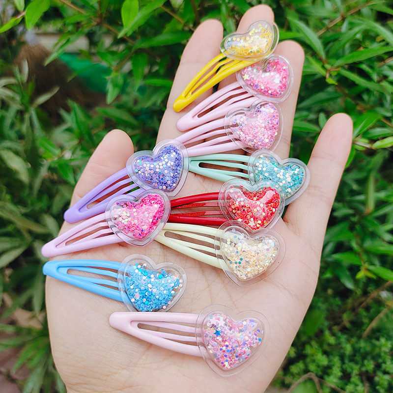 10 buc/lot Agrafe pentru fete de dimensiuni mici Cadou de aniversare inimă cu sclipici Accesorii de păr pentru fete Agrafe de păr pentru copii