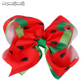 ncmama 7'' velike mašne za kosu za djevojčice, mašna s trakom s printom lubenice i kopčama Slatko voće, hvataljke za kosu, dječji dodaci za kosu