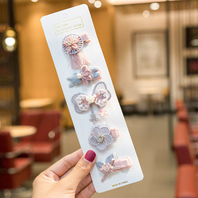 5 bucăți/set agrafe de păr pentru fetiță, funde de iepuraș de desene animate, agrafe de păr pentru copii, dantelă, prințesă, agrafe pentru copii, accesorii de păr pentru bebeluși