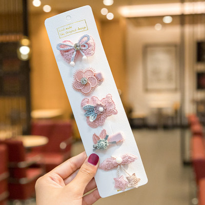 5 bucăți/set agrafe de păr pentru fetiță, funde de iepuraș de desene animate, agrafe de păr pentru copii, dantelă, prințesă, agrafe pentru copii, accesorii de păr pentru bebeluși