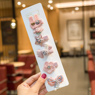 5 bucăți/set agrafe de păr pentru fetiță, funde de iepuraș de desene animate, agrafe de păr pentru copii, dantelă, prințesă, agrafe pentru copii, accesorii de păr pentru bebeluși