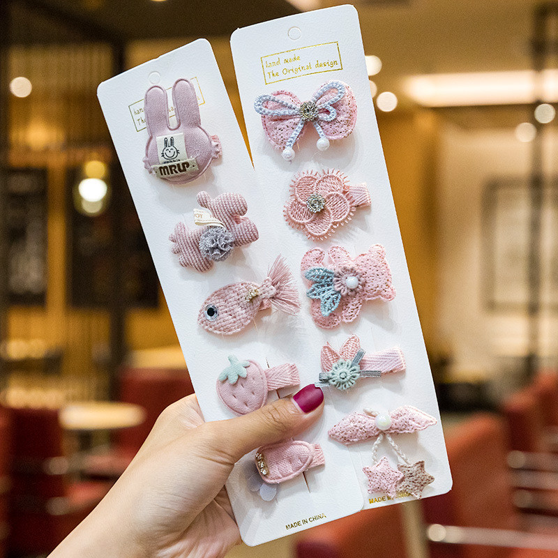 5 bucăți/set agrafe de păr pentru fetiță, funde de iepuraș de desene animate, agrafe de păr pentru copii, dantelă, prințesă, agrafe pentru copii, accesorii de păr pentru bebeluși