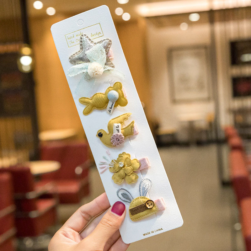 5 bucăți/set agrafe de păr pentru fetiță, funde de iepuraș de desene animate, agrafe de păr pentru copii, dantelă, prințesă, agrafe pentru copii, accesorii de păr pentru bebeluși