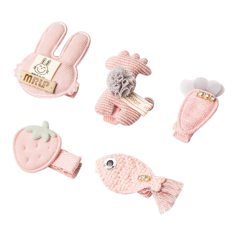 5 bucăți/set agrafe de păr pentru fetiță, funde de iepuraș de desene animate, agrafe de păr pentru copii, dantelă, prințesă, agrafe pentru copii, accesorii de păr pentru bebeluși