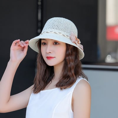 2021, noua vară, solidă, cu adâncime, pălării de paie, respirabile, pentru femei, accesorii cu flori, șapci de soare pentru plajă de vară