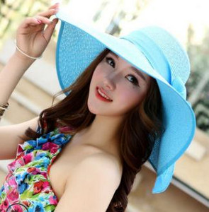 Ženski šešir od slame za sunčanje u 24 boje sa širokim obodom UPF 50, ljetni šešir, sklopivi sklopivi floppy šešir za plažu s velikom mašnom