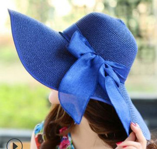 Ženski šešir od slame za sunčanje u 24 boje sa širokim obodom UPF 50, ljetni šešir, sklopivi sklopivi floppy šešir za plažu s velikom mašnom