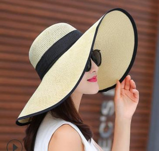 Ženski šešir od slame za sunčanje u 24 boje sa širokim obodom UPF 50, ljetni šešir, sklopivi sklopivi floppy šešir za plažu s velikom mašnom
