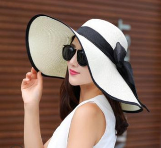 Ženski šešir od slame za sunčanje u 24 boje sa širokim obodom UPF 50, ljetni šešir, sklopivi sklopivi floppy šešir za plažu s velikom mašnom