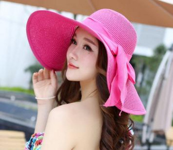 Ženski šešir od slame za sunčanje u 24 boje sa širokim obodom UPF 50, ljetni šešir, sklopivi sklopivi floppy šešir za plažu s velikom mašnom