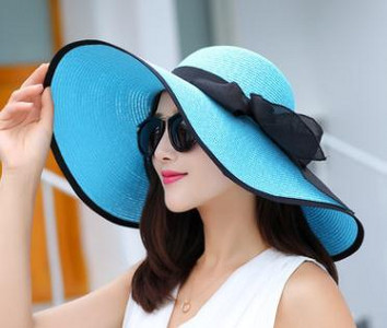 Ženski šešir od slame za sunčanje u 24 boje sa širokim obodom UPF 50, ljetni šešir, sklopivi sklopivi floppy šešir za plažu s velikom mašnom