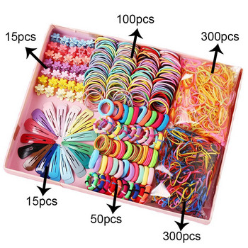 780Pcs/Σετ κορδέλες για τα μαλλιά Δωρεάν αποστολή Girl Candy Color Elastic Labber Band Συνδυασμός Scrunchie Αξεσουάρ μαλλιών