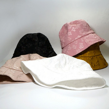 Κορεάτικη έκδοση του Flower Lace Fisherman Hat Ladies Wild Spring and Autumn Short Brim Sun Hats Temperament Out Shopping Pot Cap