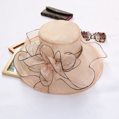 Μόδα Floral Kentucky Derby Church Διχτυωτό καπέλο με φαρδύ γείσο Καπέλα γάμου Καπέλα για πάρτι καλοκαιρινής παραλίας Καπέλα προστασίας από τον ήλιο για γυναίκες A1