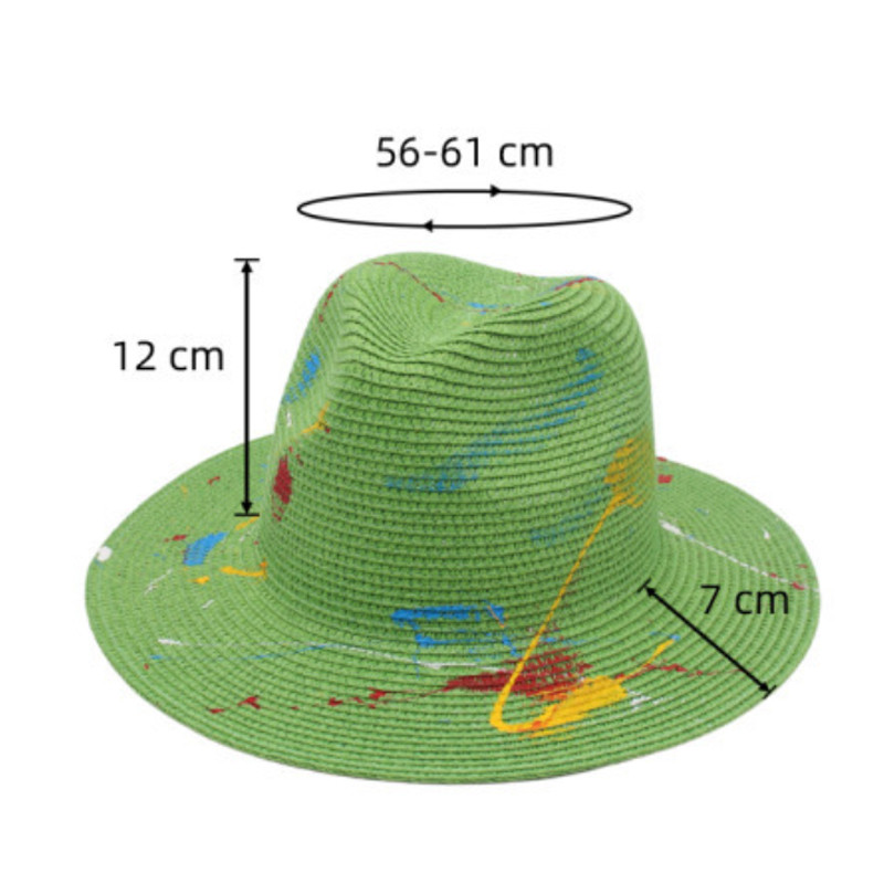 Novi modni ženski slamnati šešir sa širokim obodom, ljetne šarene boje, grafiti, umjetnička jazz kapa, panama šešir za odmor, šešir za plažu, muški šeširi