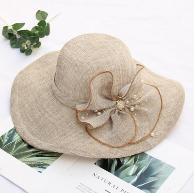 Novi ženski šešir za sunčanje Kentucky Derby sa širokim obodom i mašnom Vjenčanje Crkveni šeširi za plažu na moru za žene Floppy šešir za zabavu H3