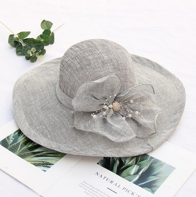 Novi ženski šešir za sunčanje Kentucky Derby sa širokim obodom i mašnom Vjenčanje Crkveni šeširi za plažu na moru za žene Floppy šešir za zabavu H3