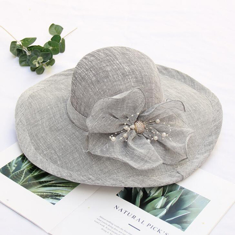 Novi ženski šešir za sunčanje Kentucky Derby sa širokim obodom i mašnom Vjenčanje Crkveni šeširi za plažu na moru za žene Floppy šešir za zabavu H3