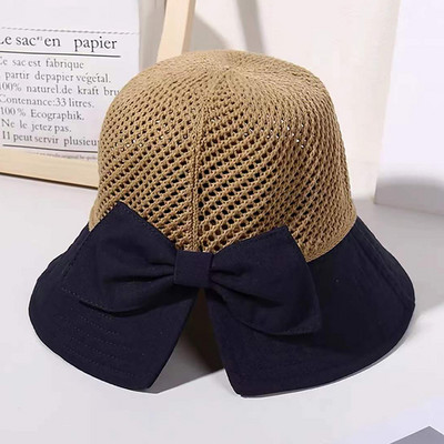 Novi šeširi s mašnama Ženske ljetne šešire za zaštitu od sunca Panama šešir Patchwork Fedoras kapa za sunčanje Šešir za ribolov na otvorenom Ribarski šešir Kapa za plažu