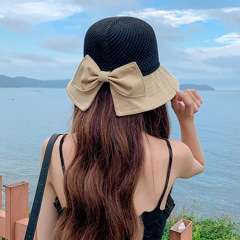 Novi šeširi s mašnama Ženske ljetne šešire za zaštitu od sunca Panama šešir Patchwork Fedoras kapa za sunčanje Šešir za ribolov na otvorenom Ribarski šešir Kapa za plažu