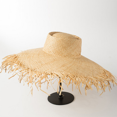 Ljetni šešir od sunca širokog oboda od prirodne rafije za žene Slamnati šešir, ženski šešir za plažu s UV zaštitom