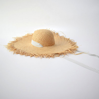 Ljetni šešir od sunca širokog oboda od prirodne rafije za žene Slamnati šešir, ženski šešir za plažu s UV zaštitom