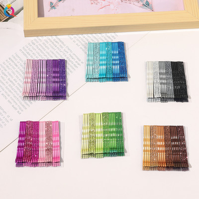 24 vnt Spalvotas tonas moterims Moterims Merginoms Bobby Pins Invisible Wave Hairgrip Barrette Plaukų segtukai Priedai QY123013