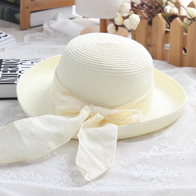 LaMaxPa uus moodne täpiline lintmüts Kokkupandav päikesemüts Väikese äärega müts naistele õlgkübar Femme Elegant Chapeau Vrouw Stro Hoed