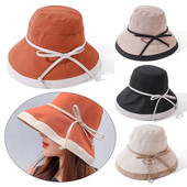 Pălării pentru soare cu boruri largi de primăvară, vară, șapci Panama, pentru femei, îmbrăcăminte pe două părți, șapcă pliabilă portabilă în aer liber