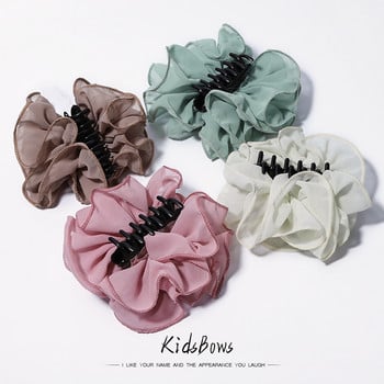 Κορέα Κορίτσια Sweet Chiffon Big Flower Hair Claw Clips for Women Αξεσουάρ κεφαλής κεφαλής για ενήλικες Αξεσουάρ μαλλιών Σφιγκτήρας μαλλιών Κλιπ καρχαρίας